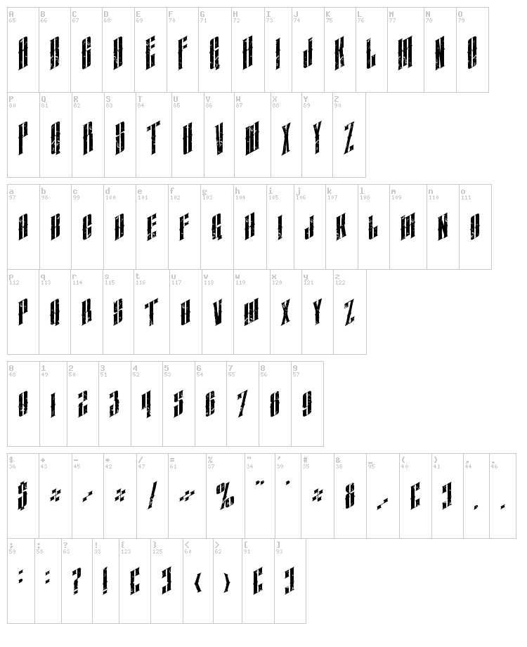 Almanac font map
